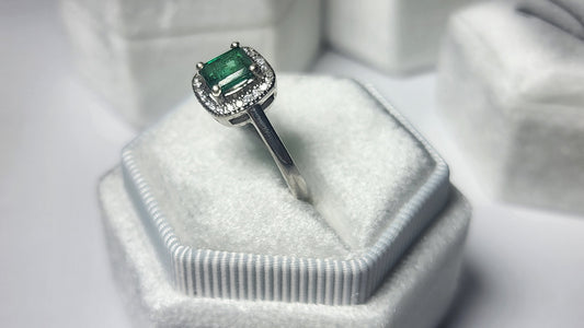 Exquisite Swat Emerald Silver Ring with Rhodium Plating and Cubic Zirconia Accents